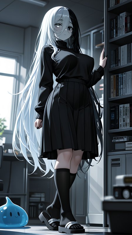 Left-to-right manga, motion_blur:1.1, amazing quality, motion_lines:1.1, ephemeral, Wax drips on her chest as he fucks her, Electric Silver Theme, absolutely eye-catching, healthy weight, long_nails, Subtle highlighted strands, large breasts, 2boys, anime character, 1girl, angel, ambient occlusion, best quality, masterpiece, her feet curling from the mix of pain and pleasure., depth of field, thermal over-the-knee socks, newest, vhs tape aesthetic, Corduroy skirt, 8K, absurdres, dark_persona, Rikou Takitsubo (A Certain Scientific Railgun), nail_polish, very aesthetic, University library reading room, Direct Sunlight, ultra-detailed, very long hair, perky breasts, Split-color hair, sandals, RTX, dark skin, in the style of Goblin Slayer, turtleneck sweater, slime_(creature)