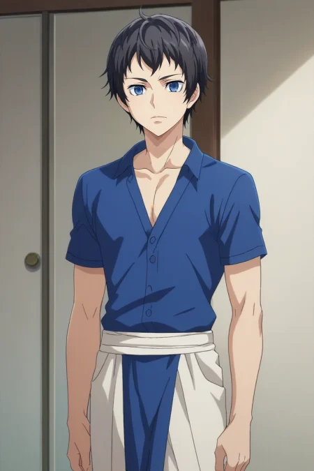 score_9, score_8_up, score_7_up, source_anime, rating_safe, , anime screencap, , official style, looking at viewer, , 1boy, solo, male focus, <lora:tomoki_sakai_pony:0.82>, tomoki_sakai, black hair, blue eyes, short hair, , vandal costume, <lora:sdxl_lightning_8step_lora:1>