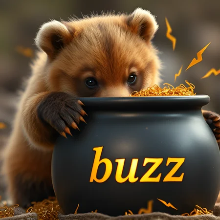 bear cub reaching into a pot of buzz