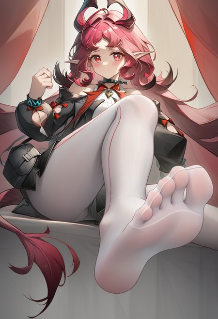score_9,score_8_up,score_7_up,<lora:nymph_(arknights):1>,nymph_(arknights),foreshortening,toes,blush,jewelry,no_shoes,foot_focus,closed_mouth,soles,legs,1girl,skirt,looking_at_viewer,holding_shoes,solo,white_pantyhose,unworn_shoes,sitting,