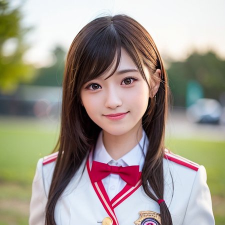 one teenage cute girl in AKB48 uniform, 
AKB48 Team TP, AKB48 uniform,
(masterpiece, best quality:1.2), ultra high res, (photorealistic:1.4), detailed skin, cinematic lighting,
friendly, intelligent, conversation engaging, happy,
kind, energetic, cheerful, creative, with sparkling eyes and a contagious smile, 
 <lora:taiwanDollLikeness_v10:0.25> <lora:japaneseDollLikeness_v10:0.25>