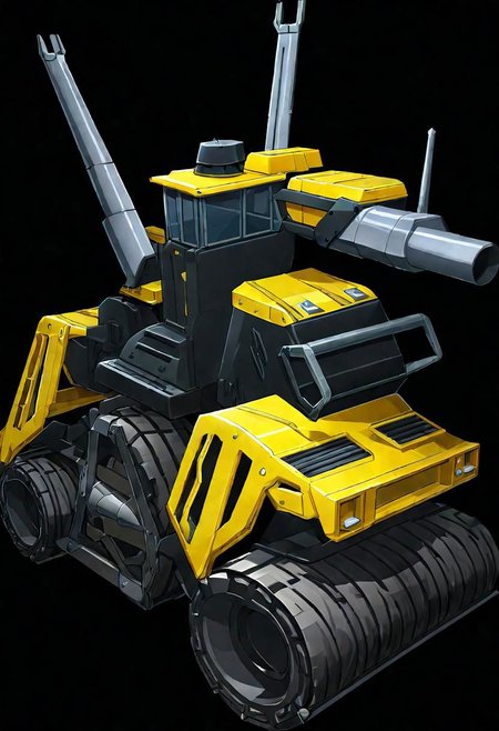 ncrender of a mecha road roller da!,simple background,black background