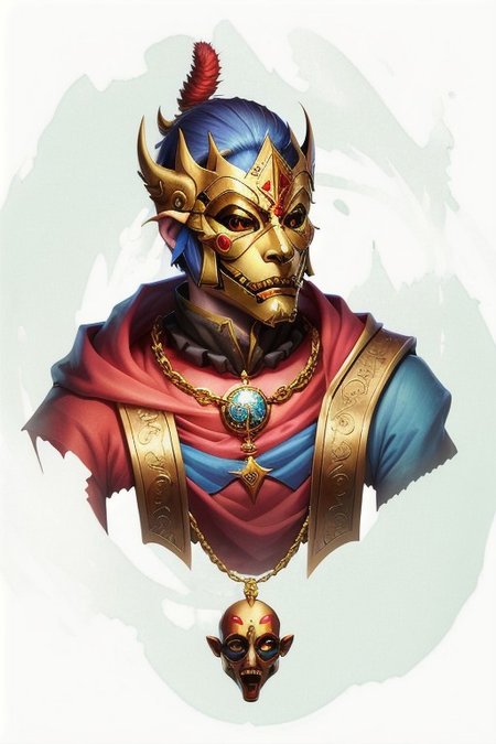 MagicItem_v1, solo, singular, headwear,Mask, Comedy mask, Tears decoration, golden metal, metal mask, jester theme,
