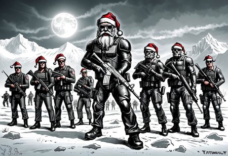 terminator santa claus army art by llbreton