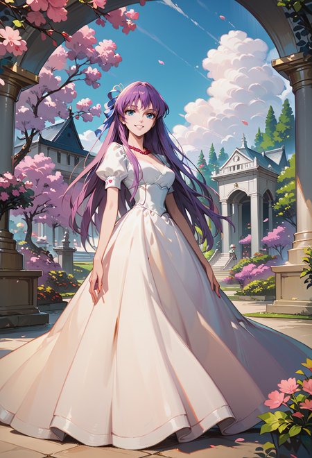score_9, score_8_up, score_7_up, 
<lora:SaoriKido_Pony_v11-12:1> athenakido, puffy dress, pearl necklace, 
smile, standing, 
garden in front of a mansion
serene courtyard with cherry blossom trees in bloom,