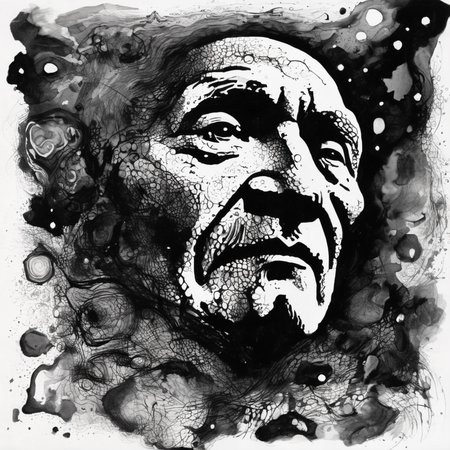 astrstica old man artist, surrealistic, black ink <lora:astrstica:1>