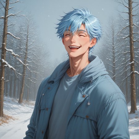 1boy, solo, soren_winterborne, casual clothes, happy