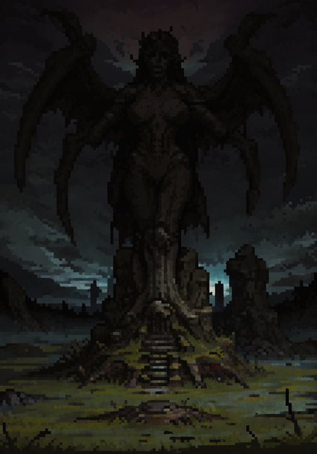 (evocative masterpiece),best quality,very complex hyper-maximalist overdetailed , (an extremely delicate and beautiful),wide angle, 4k,8k,uhd,nsfw,Middle Earth, Mirkwood <lora:Fantasy:1>,giant statue of mother of demons,made of stone,lilith from diablo IV,large breasts,devil,bust,part of land,grown into the ground,in background, horror \(theme\),pedestal,foreground,middle ground,background,intricate detailed environment,dark atmosphere, shadows,atmospheric lighting, floating particles, corrupted by eldritch power,moss,moisture,(amputee,no arms,no legs:1.3), fantasy,(covered in grass) <lora:Style_of_the_Winds:0.5> <lora:incaseStyleLora_incaseAnythingV3Lora:0.5> <lora:horror_slider_v21:3> <lora:DarkestDungeonV2:0.25> <lora:LilithDiabloV2:0.5>