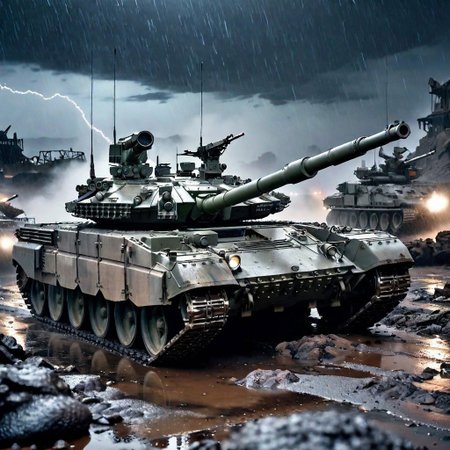 1 tank, analog gloomy (close up shot) photo of a convoy of (T-90M tank, <lora:T-90M (bakkked vvae):0.76>),firing cannon, (in a rocky alien planet (at midnight)), (surrounded by arachnids from starship troopers), ((heavy rain)), thunderstorm, lightning in the background, (horror movie), ((nighttime)), (midnight), High Detail, Sharp focus, ((photorealism)), ((realistic)), best quality, 8k, award winning, dramatic lighting, epic, cinematic, masterpiece, backlit, contrejour, rim light, ambient fog:1.4, dutch angle, depth of field, volumetric lights, (((city))), (((abandoned city)))