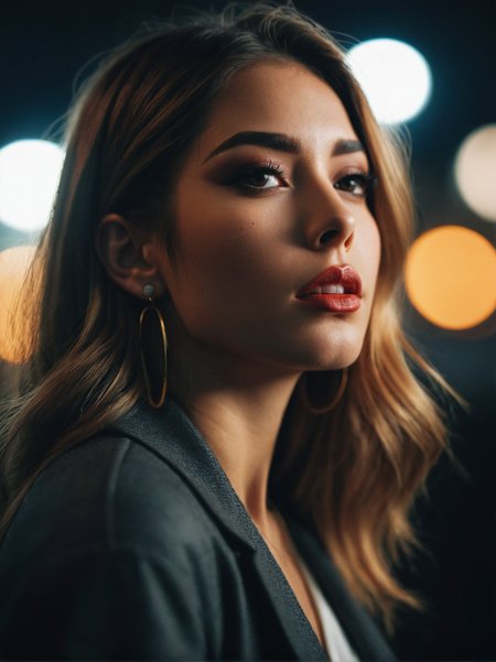 A dynamic cinematic photograph of Andrea_Michaels_P_MXAI_SDXL close up shot, joyful expression, SK_CINEMATIC, ziprealism