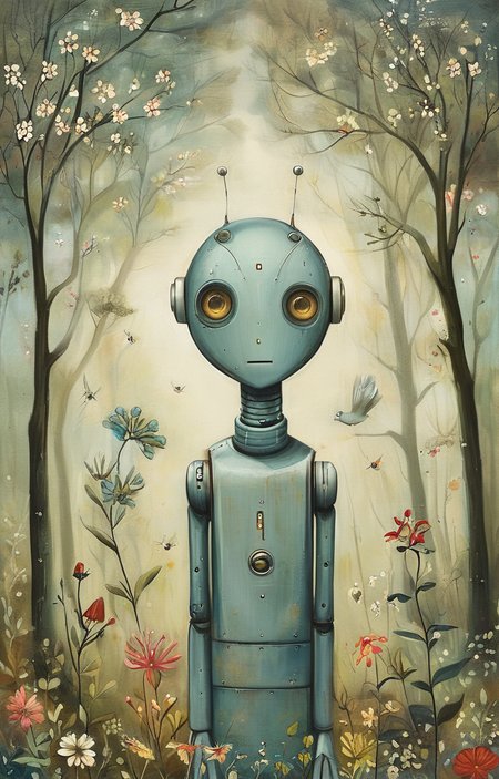 masterpiece,best quality,<lora:tbh148-sdxl:1>,illustration,style of Amanda Clark, portrait of robot