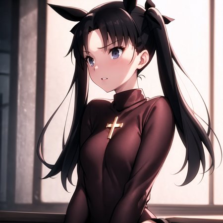 <lora:Tosaka:0.5>, 
young woman,red turtleneck:1.2, cross bait on the chest, black skirt, black stockings, black hair, night city, (leaned forward, ass focus:1.3)
masterpiece, best quality, art by greg rutkowski and artgerm, soft cinematic light, adobe lightroom, photolab, hdr, intricate, highly detailed, (depth of ambient occlusion, (natural skin texture, hyperrealism, soft light, sharp:1.2)