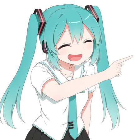 <lora:xl_ð¤£ð(kohaku_Delta):1>,ð¤£ð pose,solo,closed eyes,pointing,open mouth,smile,^ ^,hatsune miku,, masterpiece,best quality,
