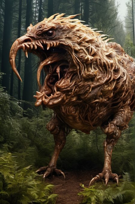 realistic photo of a huge ab0m (chicken monster:0.5) ((in the forest)), terrifying, scary many eyes,detailed ,
view from side,
<lora:ab0m1:0.8> AB0M