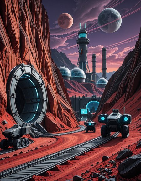 futuristic mining outpost illu