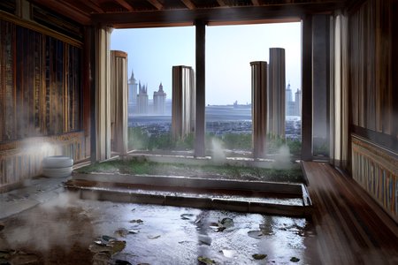 highly insanely detailed, masterpiece, top quality, best quality, highres, 4k, 8k, RAW photo, (very aesthetic, beautiful and aesthetic),  
Ancient Roman Interior Design,RomInt,ancient_roman_bathroom,Balneum,ancient_roman_kitchen,terra_cotta_stove,spice_jars,candlelight_ambience, 
<lora:RomanInterior-10:1>, 
(1girl:1.3), 
1other, 
, 
, 
(furry,anthro,Fluffy body:1.3),(Fluffy), 
long-shot ruins,building,window frame,cracked window,wall corner,upturned,abandoned,metal,industrial,fence,moody,cracked mud,urban,canalside,london,(planetary colony,) , misty , heavy fog,a colorful background,(color stripes background,colored marble background), 
scenery,outdoors,landscape,aerial view,drone view,HDRI Panorama View, 
full moon,night,autumnâââ