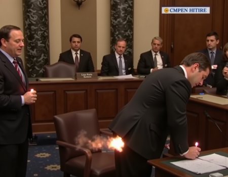 Live on CSPAN, Senators are holding lighters up to their rear ends igniting farts in the Senate chamber.