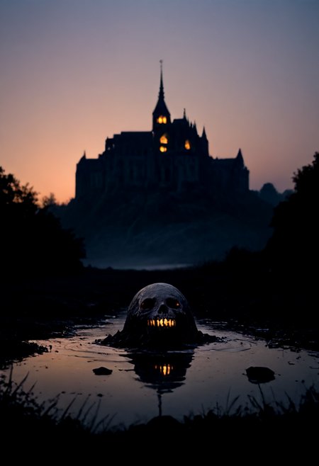 score_9, score_8_up, score_7_up, BREAK, rating_safe, 
horror \(theme\), night, 
castle, ghoul, creature, swamp, crescent pin, 
dramatic lighting, very detailed, realistic, highly detailed, dramatic shadows, depth of field,
<lora:sdxl_lightning_4step_lora:1>,
<lora:add-detail-xl:1>,
<lora:MONT_ST_MICHEL_V1_PDXL-000006:0.8>