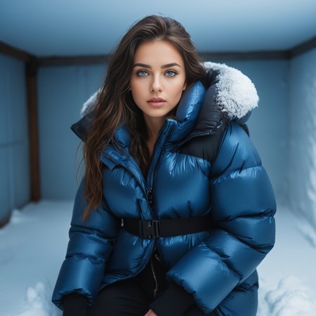 ((nsfw revealing outfit, large cleavage, freezerroom)) scene,squatting group of british tall women in  (blue and black <lora:Pony_Extra_Puffy_Jackets_V1:0.7> extra_puffy_jacket   shiny quilted nylon puffer cropped vest). A large puffer quilted cloak cropped vest draped over her shoulders and wearing a winter puffer cropped vest. Long wet hair. Ethereal Warrior Princess. freezer room covered in snow and ice, Erotic,  sensual, surreal. Detailed face. Perfect eyes, highly detailed beautiful expressive eyes, detailed eyes. 35mm photograph, film, bokeh, professional, highly detailed dynamic lighting, photorealistic, 8k, raw, rich, intricate details, key visual, vivid colors
<lora:WildcardX-XL-Detail-Enhancer:1>