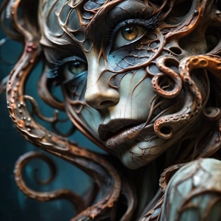 ethereon close up beautiful naked girl and a creature with tentacles, very detailed <lora:ethereon:1>