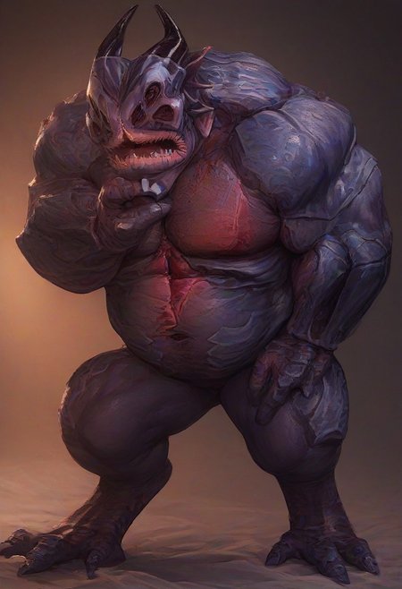 score_9, score_8_up, score_7_up, 1boy, Yahg, 
alien monster, four pairs of eyes, triangular mouth, sharp teeth, two large horns, 
scaly armored skin, large muscular body, giant body, 
three fingers, two fingers and one thumb, three toes,  solo,
multicolored skin, grey skin, purple skin, white facial tattoo, 
perfect detailed hands, soft lighting, subsurface scattering,