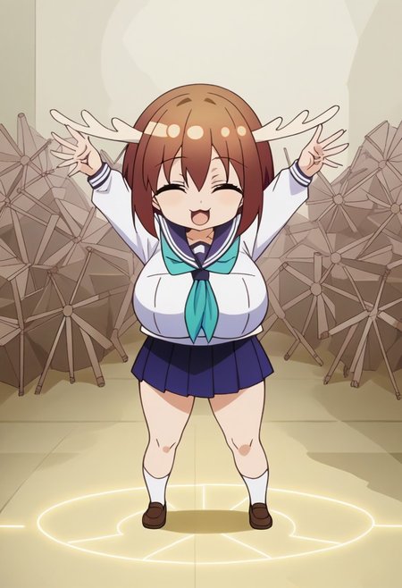 source_anime, masterpiece, 1girl, ct_shikan0k0,  <lora:Shikanoko_Noko_pony_v1:1>,,,, 1girl,Solo  ,,shortstack, anime,PUFFY nipple,huge breasts,,official  art, Uncensored ,Unedited ,,,,  ,