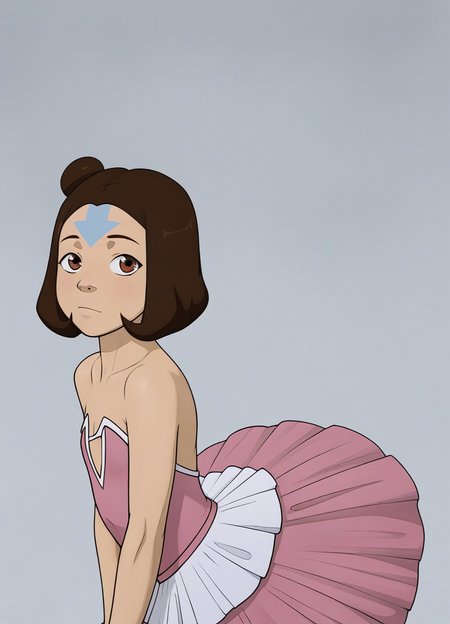 score_9, score_8_up, score_7_up,1girl,jinoraXL,brown hair,brown eyes,short hair,hair bun,detailed face,masterpiece,best quality, flat chest, <lora:jinoraXL:1>  wearing a tutu