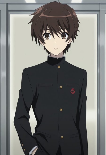 masterpiece,best quality,amazing quality, source_anime,
KoichiSakakibara, 1boy, male focus, solo, brown eyes, brown hair, school uniform, gakuran, jacket, black jacket, buttons,