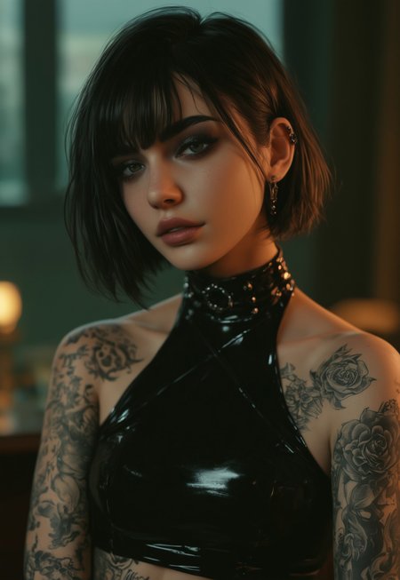 safe_pos, masterpiece, best quality, highly detailed, score_9, score_8_up, score_7_up, Expressiveh, 
masterpiece, best quality, highly detailed, score_9, score_8_up, score_7_up, Expressiveh, 
1girl, makeup, goth, emo, portrait, close-up, messy bedroom, supported on bedside table, clutter tattoos, solo, sexy curves, revealing outfit, a latex minidress, depth of field, highly detailed, high contrast, film grain, Rim Lighting
<lora:Dynamic Poses:1> 
<lora:detailed_notrigger:1>
 (((full clothed))),
<lora:Dynamic Poses:1> 
<lora:detailed_notrigger:1>
 (((full clothed))),