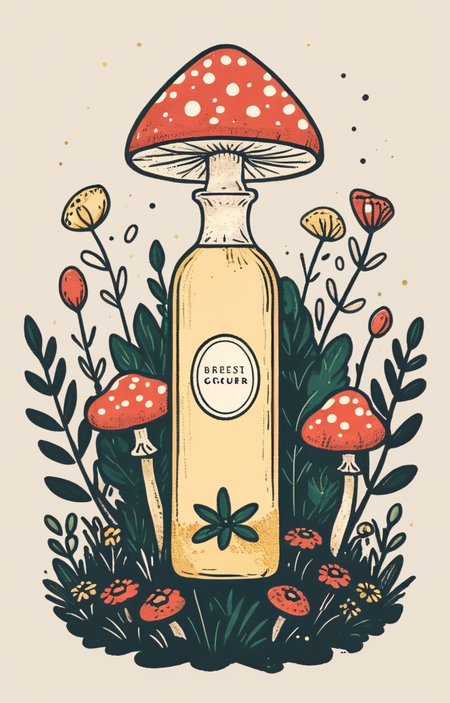 masterpiece,best quality,<lora:tbh10-sdxl:0.9>,illustration, A bottle of perfume in garden
