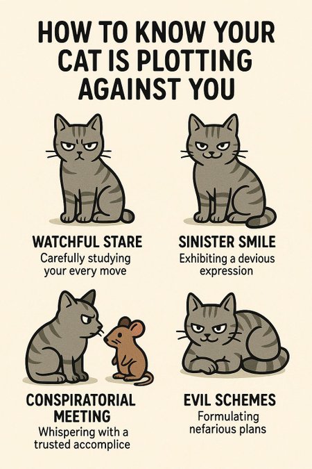 create me a visual infographic about How to Know Your Cat Is Plotting Against You