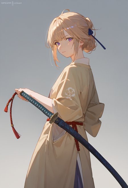 score_9, score_8_up, score_7_up, 1girl, sheathed sword, kimono, katana, looking at viewer, looking back, simple background
<lora:sheathed_sword_pony_1_final:1>