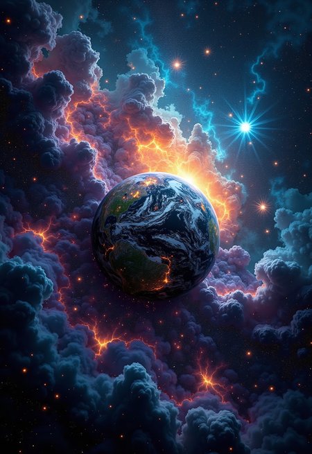 aidmaimageupgrader, a high quality digital image of an intricate metagalactic Intergalactic planetary, planetary intergalactic, 