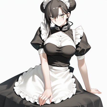 <lora:Takeuchi_Takashi_PonyXL_style_v01:1>
<lora:agent.pony:1>
score_9 , score_8_up , score_7_up , source_anime , 
masterpiece , best quality , ultra-detailed , 
BREAK
agent \(girls' frontline\), maid
1girl , woman , huge breasts , light smile , light blush , ((jeanne d'arc (fate)):0.5)  , 
long black hair  , maid dress ,  
sitting on the chair