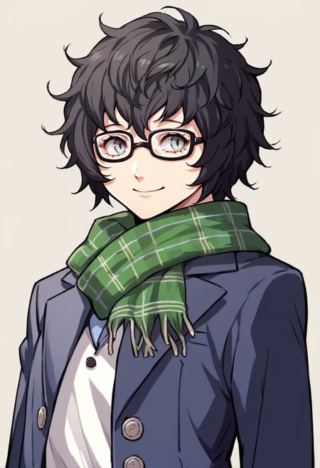 score_9, score_8_up, score_7_up, source_anime, 1girl, smile, closed mouth, <lora:zs_MiyazuXL:1> miyazusmtv, short hair, messy hair, black hair, glasses, plaid scarf, blazer, shirt, <lora:zs_ZeroAzurePortraitsXL:1> zeroazureportraits, solo, upper body, simple background