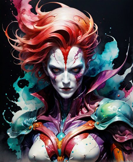 character,villain,art by yoshitaka amano and alberto seveso,in the style of pemo,masterpiece, <lora:PatricieMurcianoXLStyle-000003:0.7>