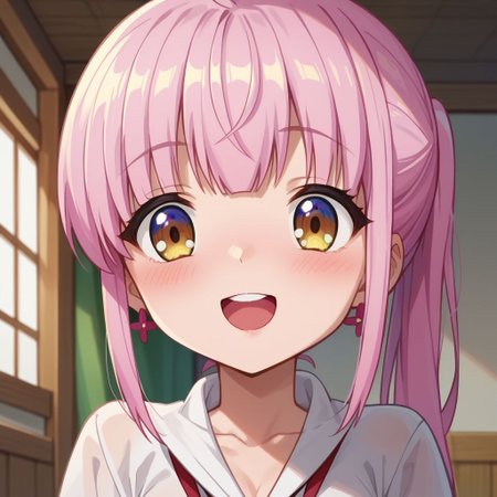 score_9_up, score_8_up, score_7_up, anime screenshot, 
kazairokotone, ahoge, shirt, POV, looking at viewer, blush, smile, open mouth, upper teeth only
