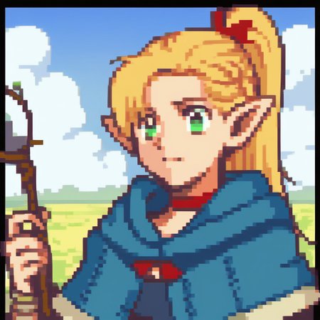 score_9, score_8_up, score_7_up, source_anime BREAK 
, solo, fegbaportraits, portrait, white dungeon meshi,background, portrait,
marcille donato, marcille original outfit, 1girl, pointy ears, elf, long hair, sandals, choker, pouch, ponytail, hood, belt, pants, hooded capelet, blue capelet, belt pouch, living staff,
BREAK 
Landscape,blue sky, clouds,
