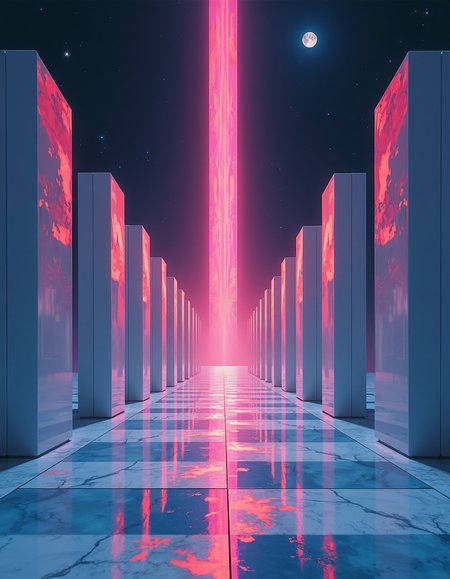 As you close into the depths, the pristine white walls of an elongated Exoplanet base glisten in the moonlight. But as it enters into their exploration, Sultry boudoir photography, Portals ringed with colors extending beyond normal perception ultraviolets so deep they hurt to perceive,by Kuang Hong, Milton Glaser, Vector Art, landscape, Movie still, best quality, hair light, Slow Shutter Speed, Kodak UltraMax 400, Depth of field 270mm, digital art, rich colors