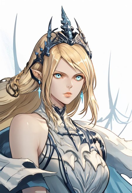 score_9, score_8_up, score_7_up, score_6_up, score_5_up, score_4_up, source_anime, solo, 1girl, 
shivaFinalFantasy, blonde hair, armor, 1girl, lips, crown, pointy ears, long hair, jewelry, earrings, blue eyes, bare shoulders, tiara, 
masterpiece, best quality, very aesthetic, absurdres,
