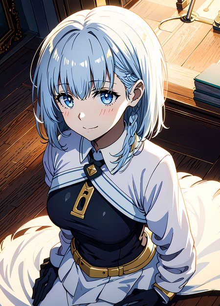 masterpiece, highres, highest quallity, illustration, cinematic light, ultra detailed, best quality, hyper detailed, masterpiece, highest details, 1girl, midriff, casual dress, indoor, room, bed, desk, night, stars, space, fullmoon, dynamic angle, standing, street,  luminous eyes, neon eyes, detailed eyes, detailed face, light smile, <lora:betaTheEminenceIn_betaV1:0.7>