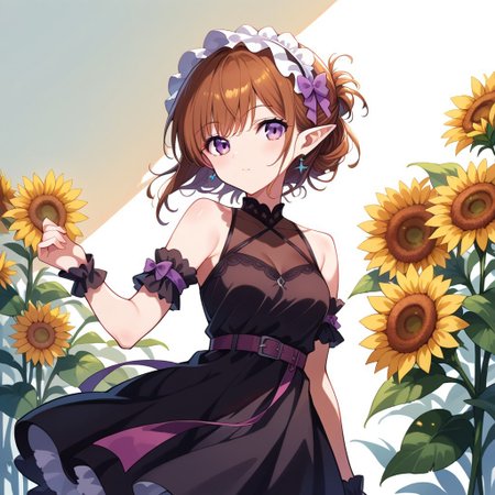 score_9, score_8_up, score_7_up, source_anime, sn0wdr0p, dress, flower, sunflower