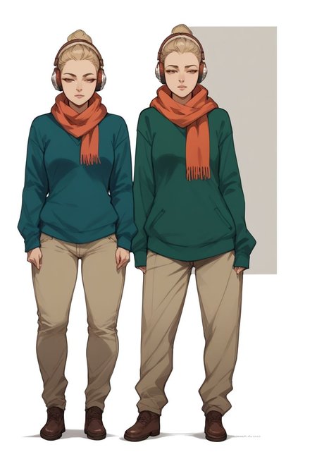 score_9, score_8_up, score_7_up, score_6_up
BREAK
beautiful woman, lfg, sweater, scarf, pants, headphones, sketch