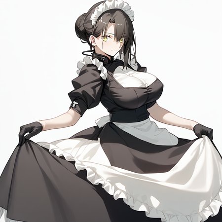<lora:Takeuchi_Takashi_PonyXL_style_v01:1>
<lora:agent.pony:1>
score_9 , score_8_up , score_7_up , source_anime , 
masterpiece , best quality , ultra-detailed , 
BREAK
agent \(girls' frontline\), maid
1girl , woman , huge breasts , light smile , light blush , ((jeanne d'arc (fate)):0.5)  , 
long black hair  , maid dress ,  
holding