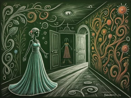 <lora:Chalkboard - s1 g4.safetensors:1> ch4lkb04rd A chalk drawing of
In the heart of a sprawling, ancient mansion, a dimly lit hallway stretches endlessly, its walls adorned with intricate, organic sculptures that seem to pulse with life. The hallway is bathed in the soft, ethereal glow of a hidden light source, casting long, undulating shadows that dance along the walls. At the far end, a doorway opens into a deeper, darker space, its edges fringed with swirling, surreal patterns that mimic the flow of leaves and petals.
Standing in this doorway is a figure, its presence both enigmatic and captivating. Dressed in a flowing, sculpted gown that shimmers with a smooth, reflective surface, the figure exudes an otherworldly elegance. The gown's colors shift from deep teals to vibrant oranges and yellows, each hue blending seamlessly into the next, as if the fabric itself is alive. The figure's eyes, glowing with an inner light, radiate a mesmerizing intensity, their luminescence drawing the viewer into the scene.
The walls of the hallway, though worn and aged, are transformed into a canvas of organic beauty. They are adorned with swirling, asymmetrical designs that suggest the movement of water or the growth of vines, each curve and line enhanced by the dynamic play of light and shadow. The dark backdrop, a neutral, timeless void, serves to heighten the visual impact, making the vibrant colors and intricate forms stand out in stark contrast.
The entire scene is a tapestry of movement and vitality, a blend of the natural and the fantastical, where every element seems to pulsate with an inner energy. The figure, with its outstretched, shadowy form, invites the viewer to step into a world where the boundaries between reality and imagination blur, and the mystical beauty of the unknown reigns supreme.