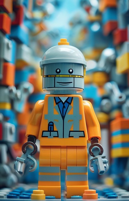 masterpiece,best quality,<lora:tbh246-sdxl:0.9>,illustration,style of lego,  portrait of Housework robots
