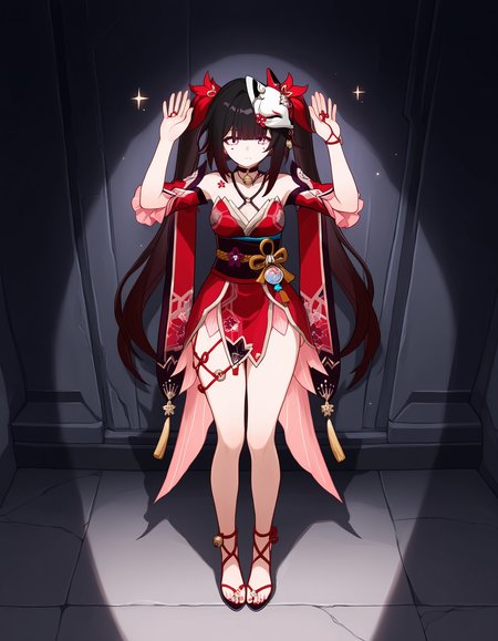 <lora:midis_Surrendering_V1-LR[NAIXL-vPred]:1> , surrendering, 1girl, sparkle \(honkai: star rail\), hands, palms, full body, masterpiece,best quality, very aesthetic,absurdres,newest,