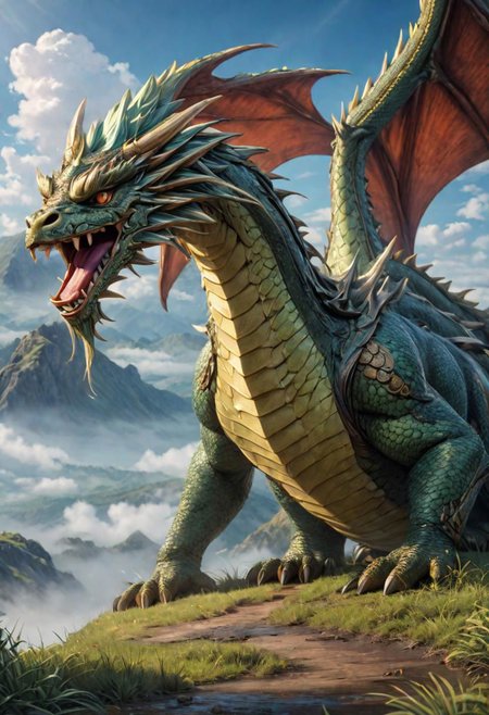 masterpiece, best_quality, ultra-detailed, very detailed, nsfw, shallow depth of field, (skin texture), (realistic texture skin), 
breathtaking, hyperrealistic, hyperdetailed, maximum fidelity, ultra high detail, ultra HD, Panavision Millennium DXL2 8k professional RAW photography gigantic eastern dragon, long serpent body, clouds, fog, <lora:LoromXL_Druidic_Naturalism_v1:0.3>, luminous reflections, rtx on, subsurface scattering, dynamic hdr tone mapping, volumetric lighting, screenspace reflection, Physically-Based Rendering, Unity WÄtÄ environmental water
covered in fire, luminous reflections, rtx on, subsurface scattering, dynamic hdr tone mapping, volumetric lighting, screenspace reflection, Physically-Based Rendering, environmental stone