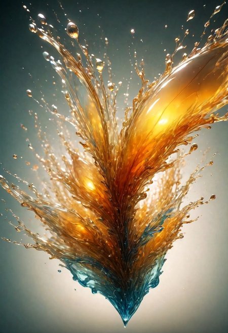 An abstract shape, amazingly fluid, made of glass, detailed, 3d fractals, light particles, water drops, shimmering light, surreal, ink, smooth, shimmering, glow, cinematice contrast, Glow, backlight 
16k