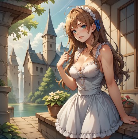score_9, score_8_up, score_7_up, source_anime, (detailed background),  intricate detail, BREAK,  rating_questionable, uncensored, <lora:Pony_DetailV2.0:1.5>,bell skirt, <lora:bell_skirt-PD-1.0:1>, frills, layered skirt, lace,